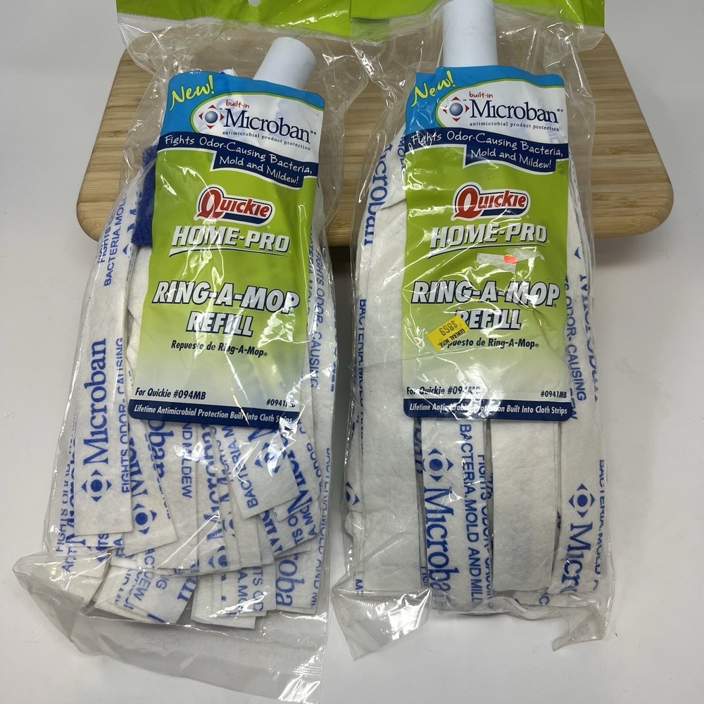 2 Quickie Home Pro Ring a Mop Refills 0941MB Microban Fight Bacteria Mold Mildew
